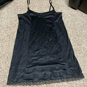 Vintage satin lace trimmed slip with adjustable straps